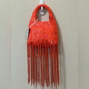 Viral Orange Beaded Fringe Bag 🧡🌸